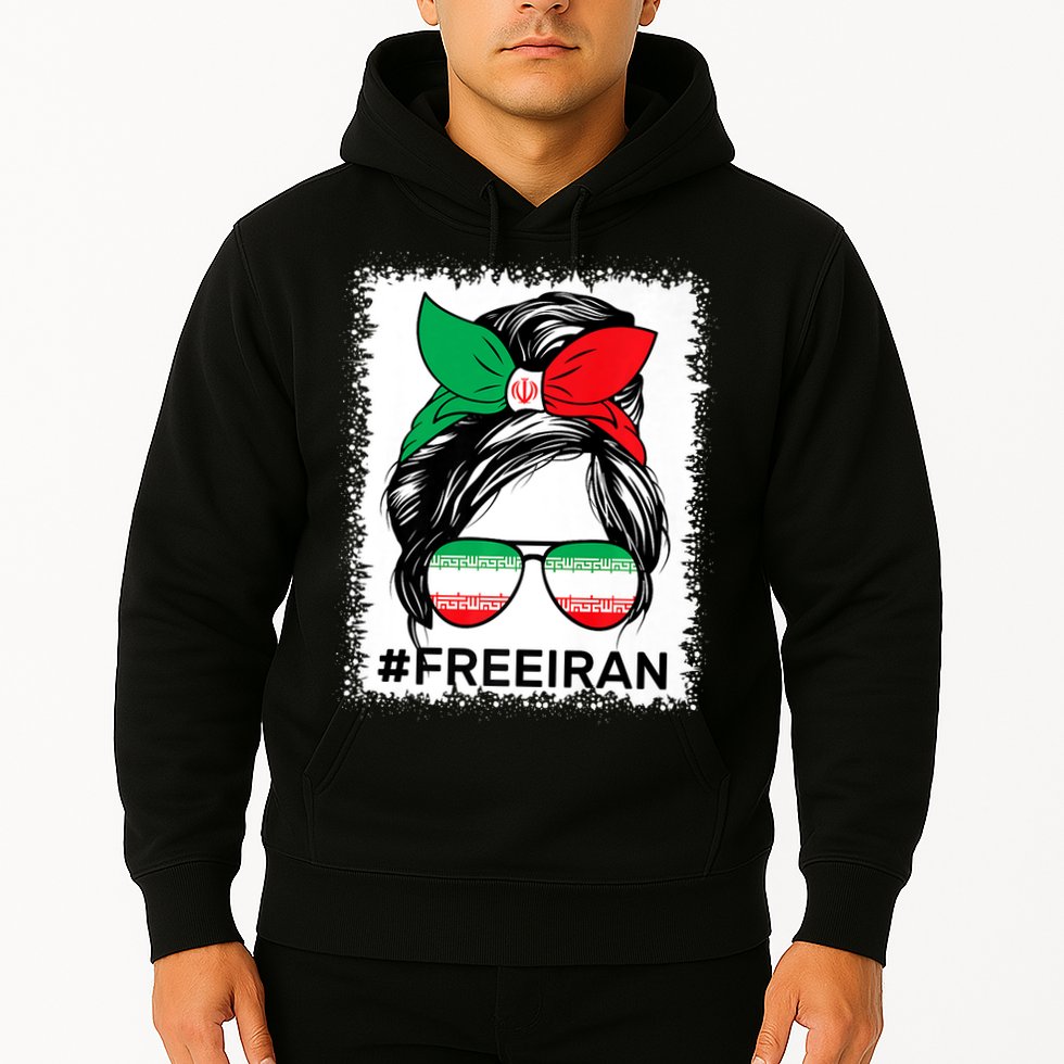 Free Iran Women Life Freedom Bleached Messy Bun Iranian Flag Hoodie