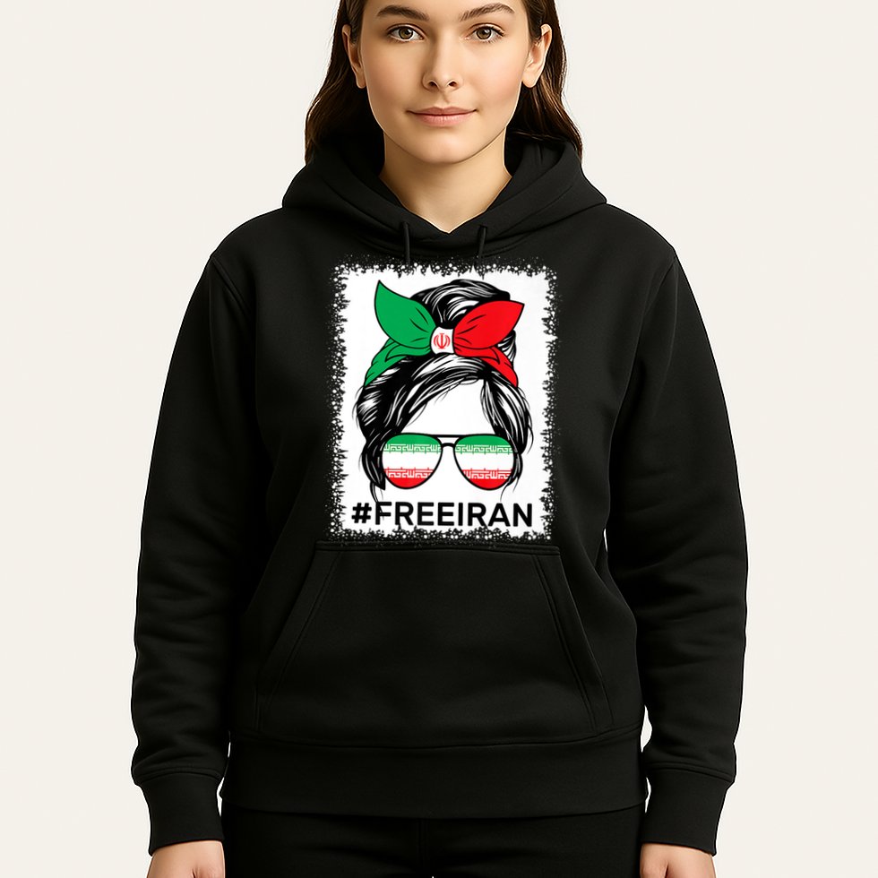 Free Iran Women Life Freedom Bleached Messy Bun Iranian Flag Hoodie