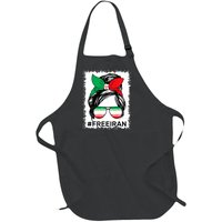 Free Iran Women Life Freedom Bleached Messy Bun Iranian Flag Full-Length Apron With Pockets