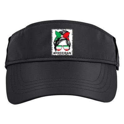 Free Iran Women Life Freedom Bleached Messy Bun Iranian Flag Adult Drive Performance Visor