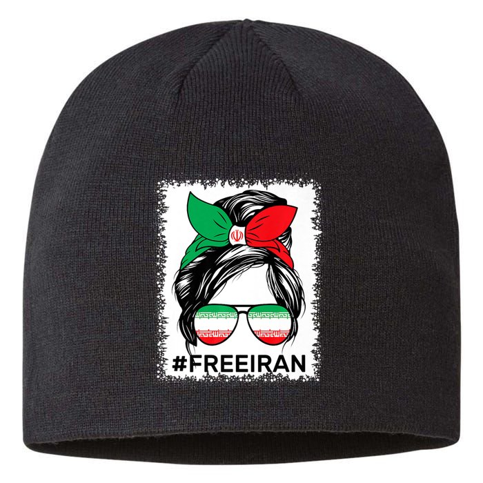 Free Iran Women Life Freedom Bleached Messy Bun Iranian Flag Sustainable Beanie