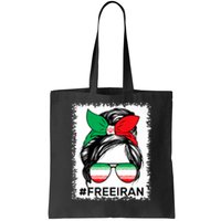 Free Iran Women Life Freedom Bleached Messy Bun Iranian Flag Tote Bag