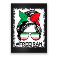 Free Iran Women Life Freedom Bleached Messy Bun Iranian Flag Poster