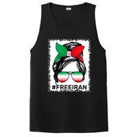 Free Iran Women Life Freedom Bleached Messy Bun Iranian Flag PosiCharge Competitor Tank