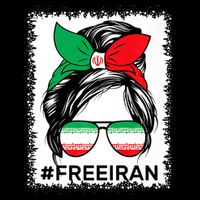Free Iran Women Life Freedom Bleached Messy Bun Iranian Flag Toddler T-Shirt