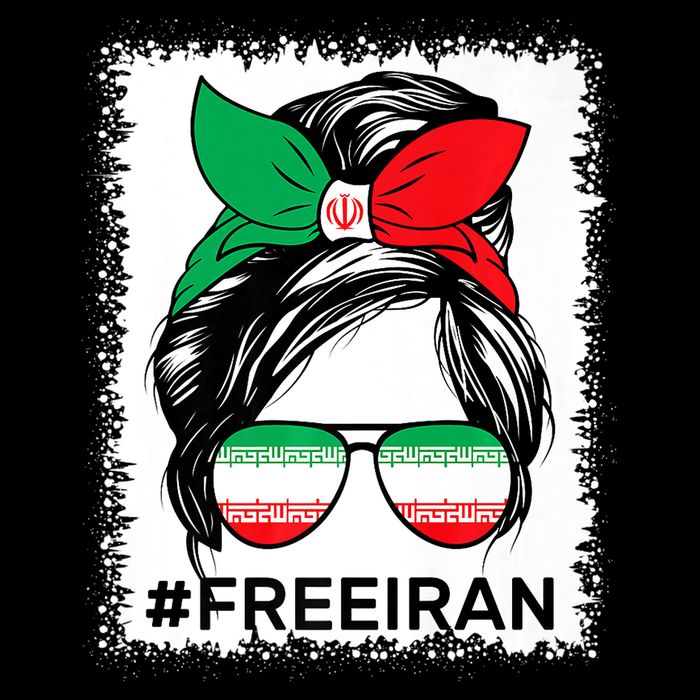 Free Iran Women Life Freedom Bleached Messy Bun Iranian Flag Toddler T-Shirt