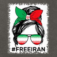 Free Iran Women Life Freedom Bleached Messy Bun Iranian Flag Cotton Canvas Backpack
