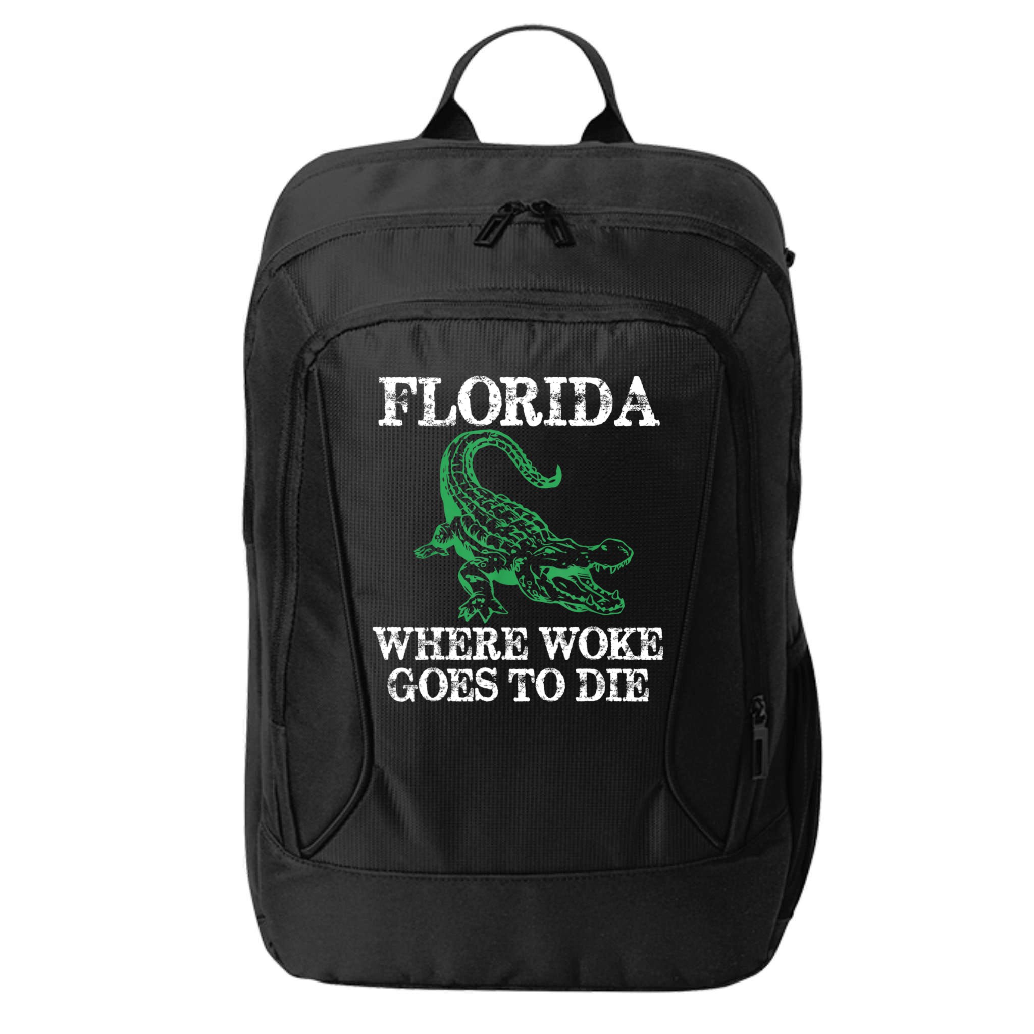 Florida Is Where Woke Goes To Die Crocodile Alligator City Backpack