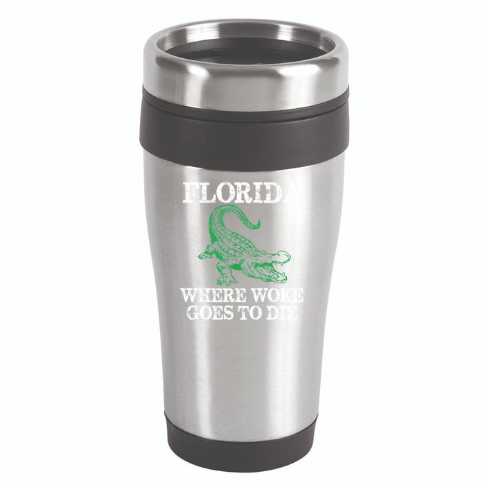 Florida Is Where Woke Goes To Die Crocodile Alligator 16oz Travel Tumbler