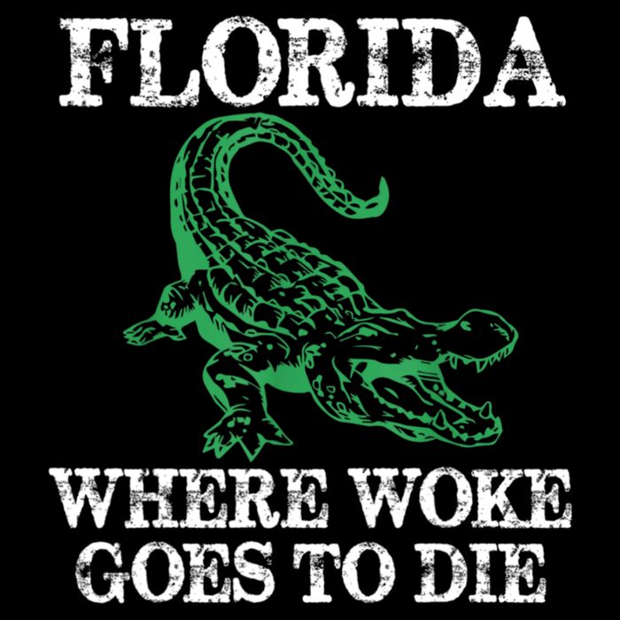 Florida Is Where Woke Goes To Die Crocodile Alligator Cropped Pullover Crew