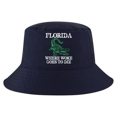 Florida Is Where Woke Goes To Die Crocodile Alligator Cool Comfort Performance Bucket Hat