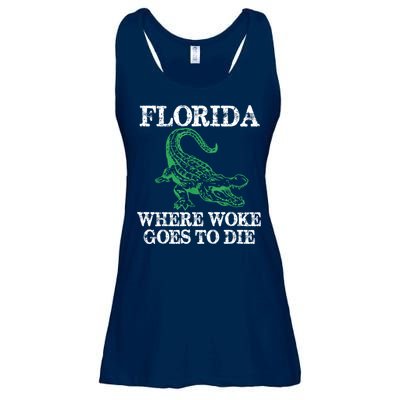 Florida Is Where Woke Goes To Die Crocodile Alligator Ladies Essential Flowy Tank