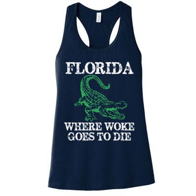 Florida Is Where Woke Goes To Die Crocodile Alligator Womens Tank Top