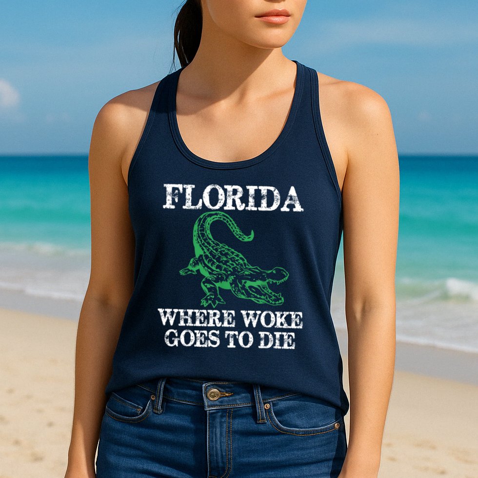 Florida Is Where Woke Goes To Die Crocodile Alligator Womens Tank Top