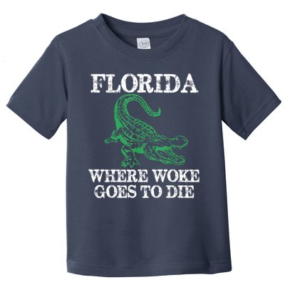 Florida Is Where Woke Goes To Die Crocodile Alligator Toddler T-Shirt
