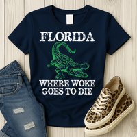 Florida Is Where Woke Goes To Die Crocodile Alligator Womens T-Shirt