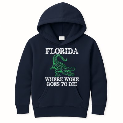 Florida Is Where Woke Goes To Die Crocodile Alligator Kids Hoodie