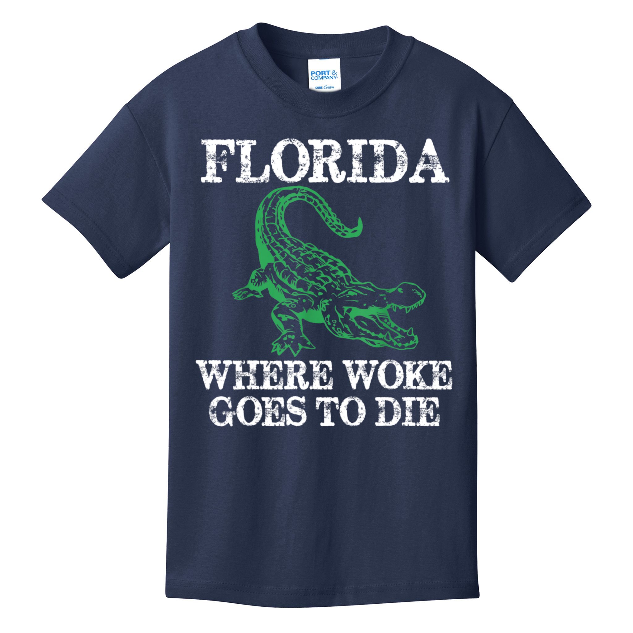 Florida Is Where Woke Goes To Die Crocodile Alligator Kids T-Shirt