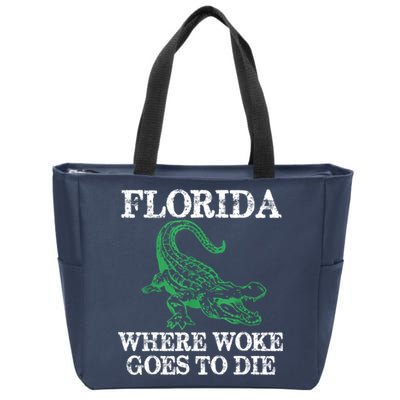 Florida Is Where Woke Goes To Die Crocodile Alligator Zip Tote Bag