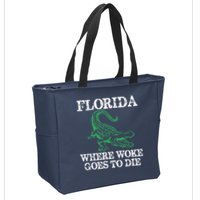 Florida Is Where Woke Goes To Die Crocodile Alligator Zip Tote Bag