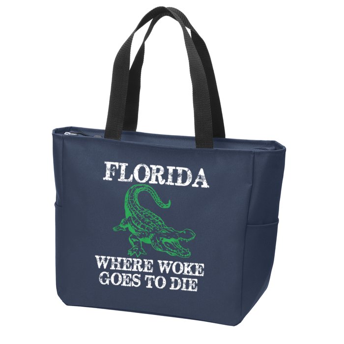 Florida Is Where Woke Goes To Die Crocodile Alligator Zip Tote Bag