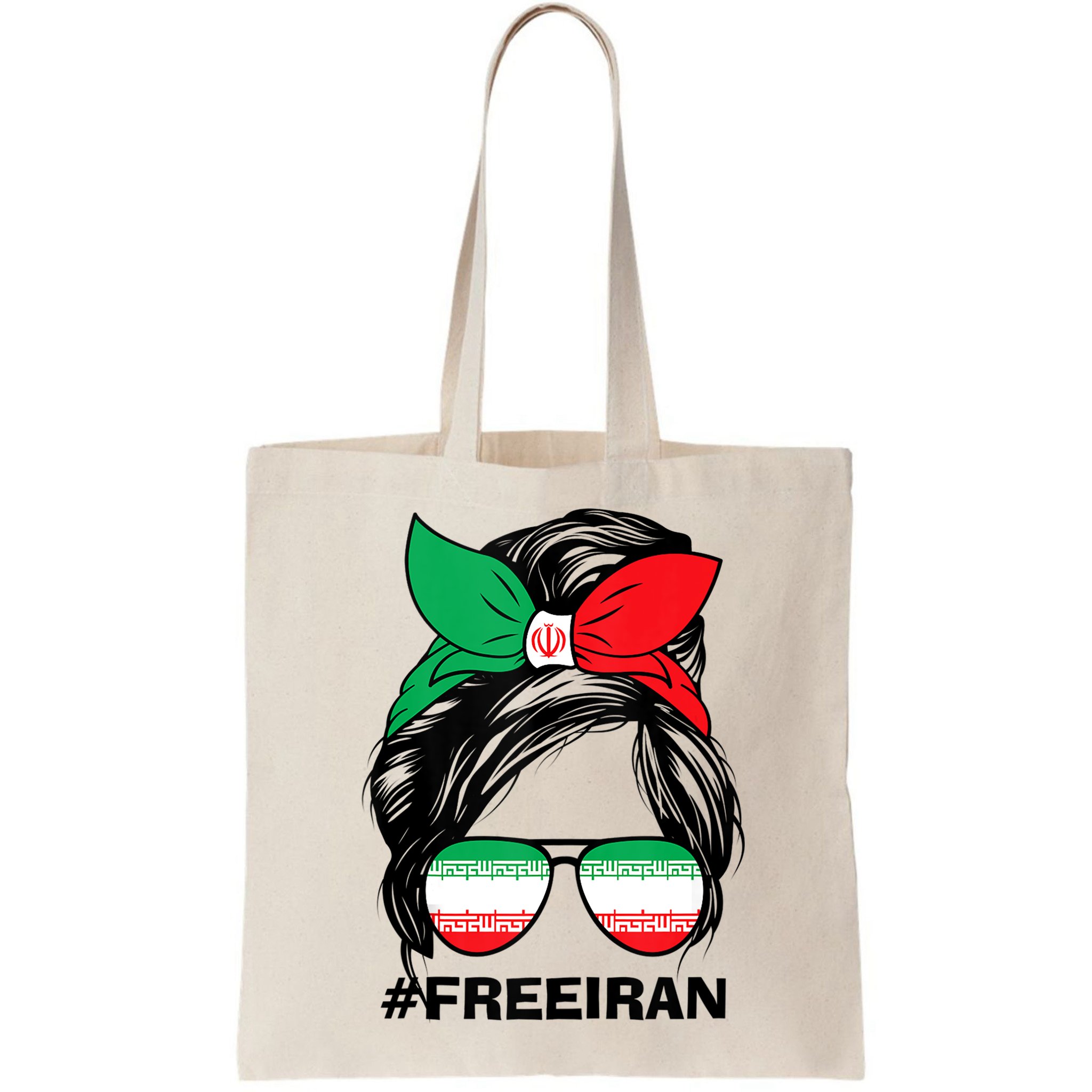 Free Iran Women Life Freedom Messy Bun Iranian Flag Bag