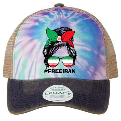 Free Iran Women Life Freedom Messy Bun Iranian Flag Legacy Tie Dye Trucker Hat