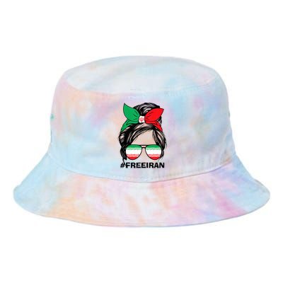 Free Iran Women Life Freedom Messy Bun Iranian Flag Tie Dye Newport Bucket Hat