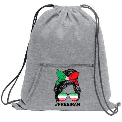 Free Iran Women Life Freedom Messy Bun Iranian Flag Sweatshirt Cinch Pack Bag