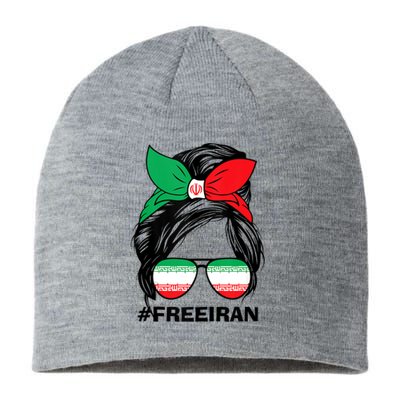 Free Iran Women Life Freedom Messy Bun Iranian Flag Sustainable Beanie