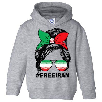 Free Iran Women Life Freedom Messy Bun Iranian Flag Toddler Hoodie
