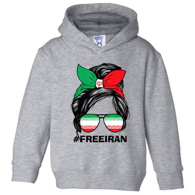 Free Iran Women Life Freedom Messy Bun Iranian Flag Toddler Hoodie