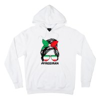 Free Iran Women Life Freedom Messy Bun Iranian Flag Hoodie