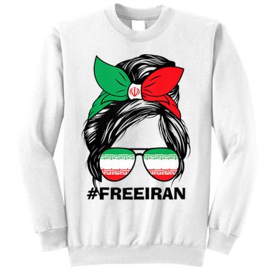 Free Iran Women Life Freedom Messy Bun Iranian Flag Sweatshirt