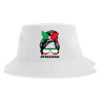 Free Iran Women Life Freedom Messy Bun Iranian Flag Sustainable Bucket Hat