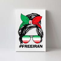 Free Iran Women Life Freedom Messy Bun Iranian Flag Canvas