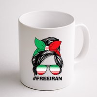 Free Iran Women Life Freedom Messy Bun Iranian Flag Coffee Mug