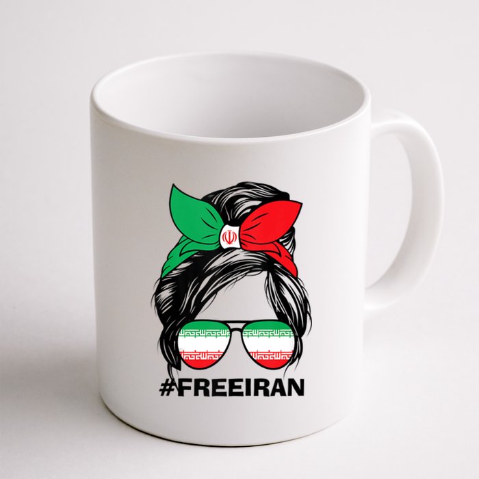 Free Iran Women Life Freedom Messy Bun Iranian Flag Coffee Mug