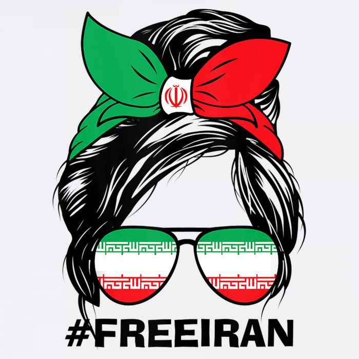 Free Iran Women Life Freedom Messy Bun Iranian Flag Flat Bill Trucker Hat
