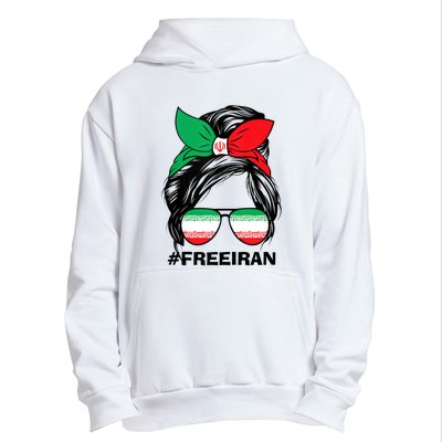 Free Iran Women Life Freedom Messy Bun Iranian Flag Urban Pullover Hoodie