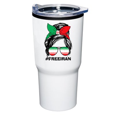 Free Iran Women Life Freedom Messy Bun Iranian Flag Tumbler