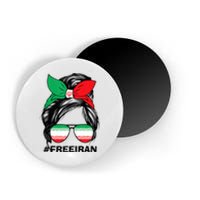 Free Iran Women Life Freedom Messy Bun Iranian Flag Magnet