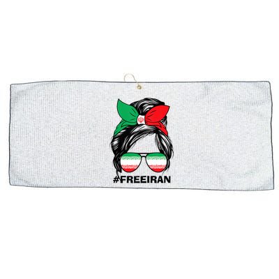 Free Iran Women Life Freedom Messy Bun Iranian Flag Large Microfiber Waffle Golf Towel