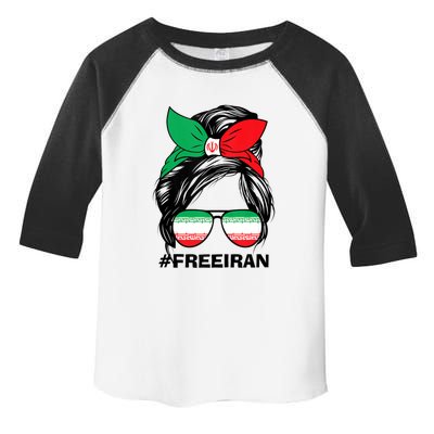 Free Iran Women Life Freedom Messy Bun Iranian Flag Toddler Fine Jersey T-Shirt