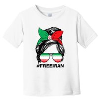 Free Iran Women Life Freedom Messy Bun Iranian Flag Toddler T-Shirt