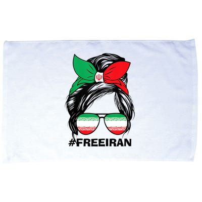 Free Iran Women Life Freedom Messy Bun Iranian Flag Microfiber Hand Towel