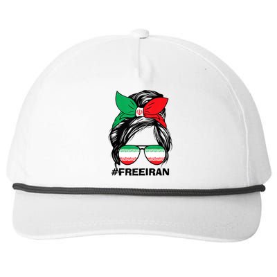 Free Iran Women Life Freedom Messy Bun Iranian Flag Snapback Five-Panel Rope Hat