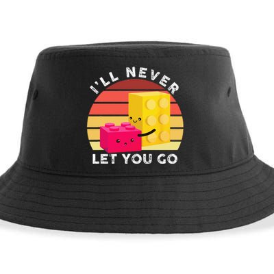 Funny I Will Never Let You Go Retro Building Blocks Sustainable Bucket Hat