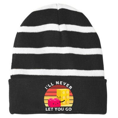 Funny I Will Never Let You Go Retro Building Blocks Striped Beanie with Solid Band