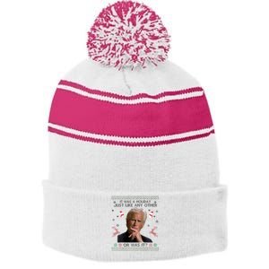 Funny It Was A Holiday Just Like Any Other Or Was It Raglan Baseball Stripe Pom Pom Beanie